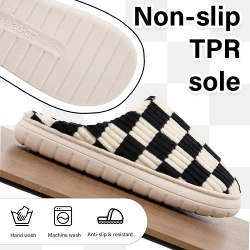 Vista 4 de Jaeynow Pantuflas mullidas para mujer en interiores, zapatos de casa unisex de espuma viscoelástica para hombre, zapatos de invierno cálidos