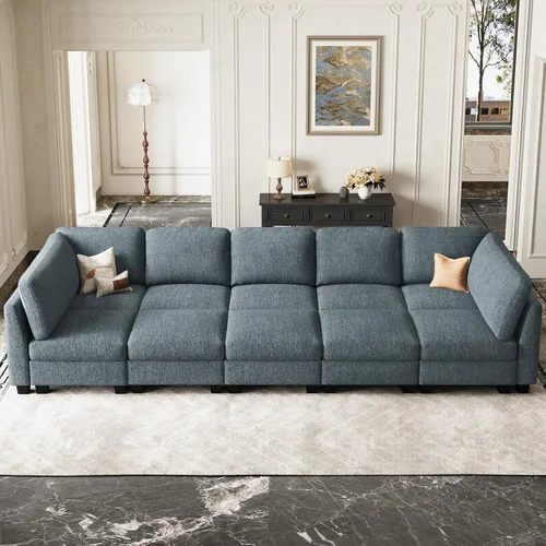 Vista 11 de Belffin Sofá cama seccional de pana de felpa con asiento ancho y profundo, modulares de nube seccionales para sala de estar. Sofá negro