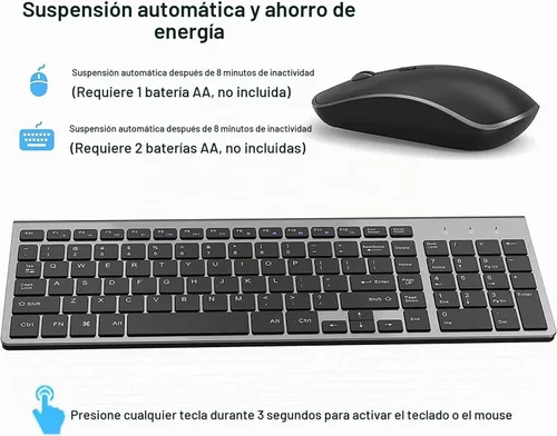 Vista 3 de JOYACCESS Teclado y ratón inalámbricos, teclado y mouse inalámbricos ergonómicos y delgados de 2.4G diseñados para Windows, PC, portátil, tableta