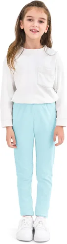 Vista 5 de Resinta Paquete de 6 leggings de algodón para niñas, con cintura elástica, elásticos, de longitud completa, suaves, sin pies