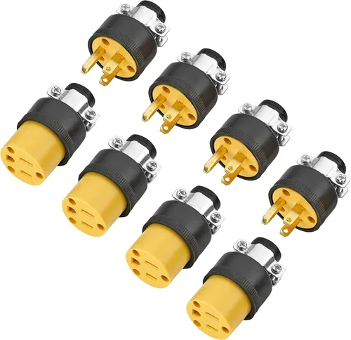 Vista 6 de Cable de extensión para reparación de cables eléctricos de 15 amperios, 125 voltios, 1 juego de conectores de repuesto macho hembra de 3 clavijas