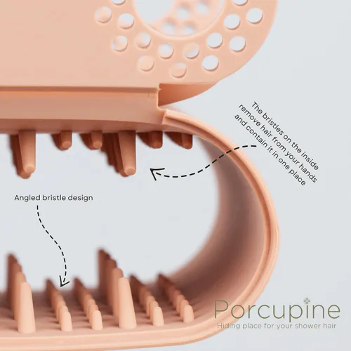Vista 4 de Porcupine Recogedor de Pelo de Ducha para Pared, Diseño Moderno de Silicona Recoge y Oculta el Pelo Mojado en el Baño, Previene Desagües Obstruidos