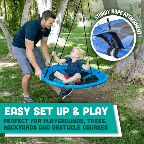 Vista 4 de Ultimate Swing Bundle – Columpio de platillo gigante de 40 pulgadas y giratorio resistente, capacidad de 500 libras, perfecto para diversión