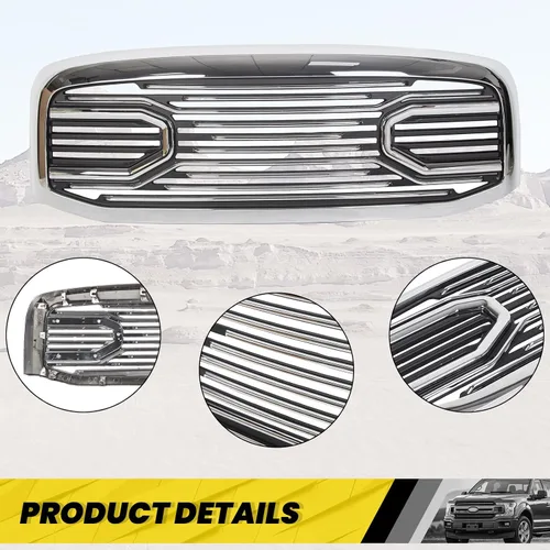 Vista 5 de KUAFU Parrilla de parachoques frontal compatible con Dodge RAM 2500 3500 2006-2009, Dodge RAM 1500 2006-2008. Repuesto de carcasa Big Horn