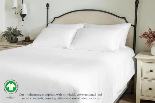 Vista 5 de GOTS Certified 100% Organic Cotton Flat Sheet, 400TC Long Staple Cotton, Ultra Soft, Silky, Moisture-Wicking, Smooth & Breathable, Best Sheets for
