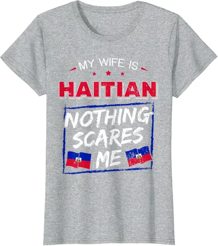 Vista 24 de My Wife Is Haitian Republic of Haiti Heritage Roots - Camiseta con bandera, Negro, S