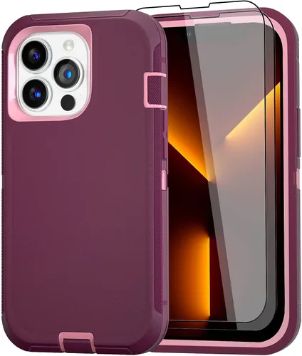 Vista 12 de Funda para iPhone 13 Funda 6.1" con Soporte Plegable y Clip para Cinturón con 2 Protectores de Pantalla + 2 Protectores de Lente de Cámara, Cubierta