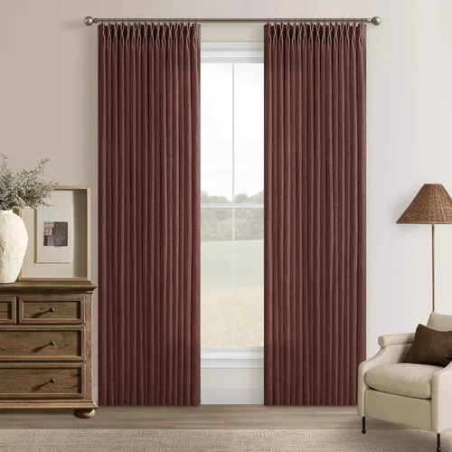 Vista 74 de TWODRAPES Cortinas de Lino Plisadas con Pinza Beige Blancas de 54 Pulgadas de Largo 2 Paneles para Comedor Cocina Dormitorio Plisadas Semi