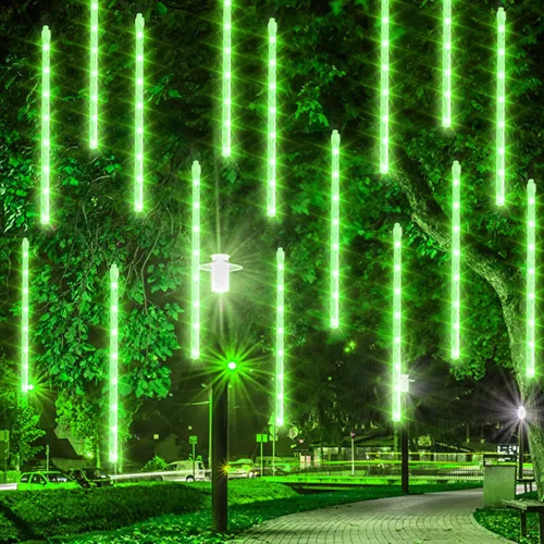 Vista 16 de Dazzle Bright 288 luces LED de Navidad, luces de lluvia de meteoritos de 11.8 pulgadas con 8 tubos, enchufe impermeable, luces de lluvia que caen