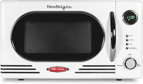 Vista 24 de Nostalgia Retro - Horno de microondas para encimera - Incluye 12 ajustes preprogramados y reloj digital - 0.9 pies cúbicos - 800 vatios - Amarillo