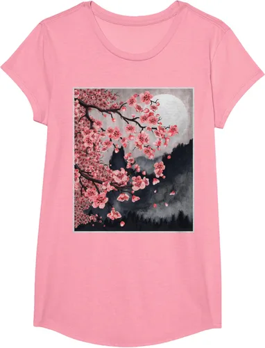 Vista 64 de Sakura - Camiseta japonesa de cerezo en flor japonesa, Negro, S