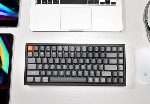 Vista 3 de Keychron Teclado mecánico inalámbrico K2 versión 2 con cable BluetoothUSB compacto 84 teclas retroiluminación LED RGB N-Key Rollover marco