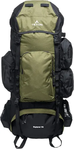 Vista 13 de Teton Explorer 75L Mochila con marco interno para senderismo, camping, mochileros, cubierta de lluvia incluida