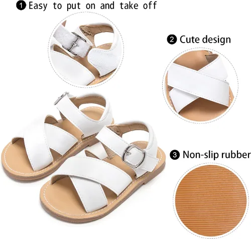 Vista 4 de GINFIVE Sandalias para niñas pequeñas, zapatos para niñas y niñas pequeñas