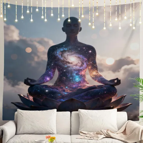 Vista 73 de Shrahala Peaceful Retreat Charming Abode Tapestry, Verdant Landscape Water Wall Hanging Hd Print Polyester Backdrop For Dorm Room Bedroom 30 X 40 In
