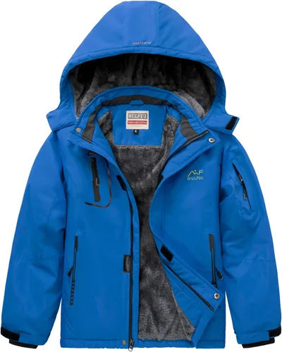 Vista 18 de WULFUL - Chaqueta impermeable de esquí para niño, con capucha, forro polar cálido, abrigo de nieve para el invierno Agua