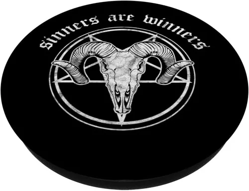 Vista 2 de Occult Baphomet Tarot Card Satanic Devil Sinners son los ganadores PopSockets agarre y soporte para teléfonos y tabletas, Negro