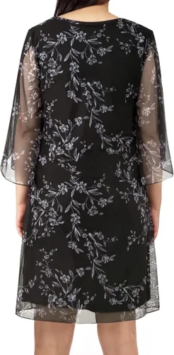 Vista 2 de SeSe Code Vestido de malla elástica con volantes y manga 34 para mujer, vestidos de invitadas de boda