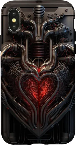 Vista 4 de Funda biomecánica y mecánica con diseño de estilo alienígena para iPhone 14