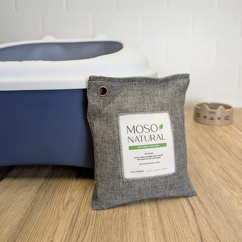 Vista 5 de Moso Natural, bolsa purificadora de aire Elimina olores de autos, armarios, baños y zonas de mascotas Juego de 4 unidades de color carbón, de 200 g