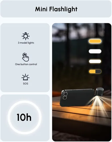Vista 6 de Pequeño banco de energía USB C con soporte plegable para iPhone 17/Samsung Galaxy S25, cargador portátil del tamaño de la palma cargador de batería