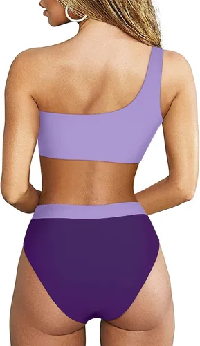Vista 155 de MOOSLOVER Traje de baño de dos piezas con corte alto y cintura alta para mujer