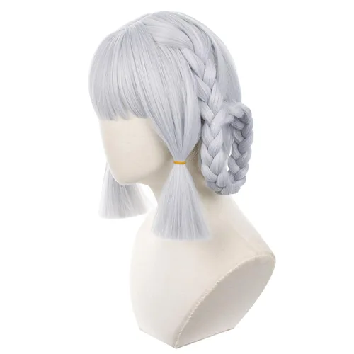 Vista 4 de Genshin Impact - Peluca de cosplay de anime con gorra de peluca gratis (Ayaka)