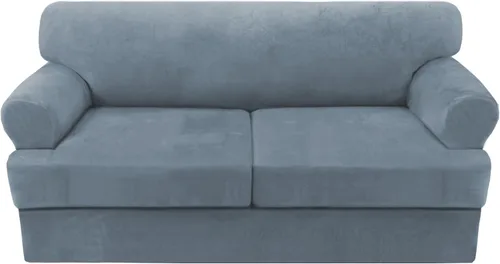 Vista 45 de H.VERSAILTEX Funda para sofá de 2 piezas, fundas para sillón con cojines en forma de T, funda para sofá de terciopelo grueso, protector de muebles