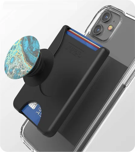 Vista 7 de ENCASED Tarjetero adhesivo para teléfono (compatible con PopSocket) con capacidad para hasta 4 tarjetas (negro)
