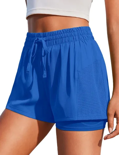 Vista 7 de PINSPARK - Pantalones cortos de cintura alta para mujer, de secado rápido, con bolsillo, para el gimnasio Negro