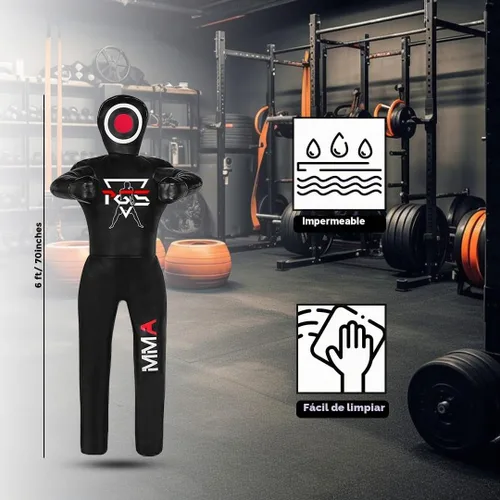 Vista 7 de PGS Grappling Dummy - Socio de entrenamiento de lucha libre sin relleno, BJJ, MMA, judo y karate, saco de boxeo de vinilo duradero para práctica