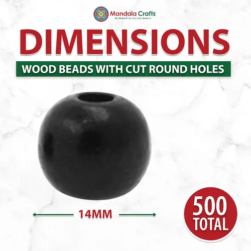 Vista 78 de Mandala Crafts - 2000 cuentas de madera redondas pequeñas de 6 mm para manualidades, suministros de macramé - cuentas de madera natural negra sin