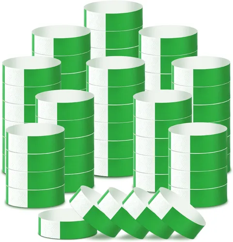 Vista 16 de 2000 pulseras de papel para eventos, impermeables, color negro neón, pulseras adhesivas de identificación de conciertos, bandas de mano para eventos
