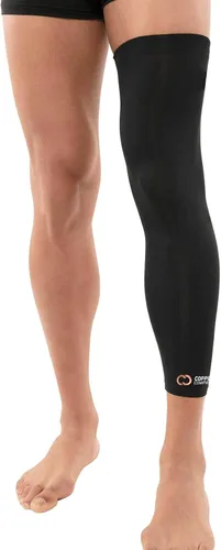 Vista 11 de Copper Compression Manga de compresión para piernas, soporte estabilizador de rodilla con infusión de cobre para correr, desgarro de menisco, ACL