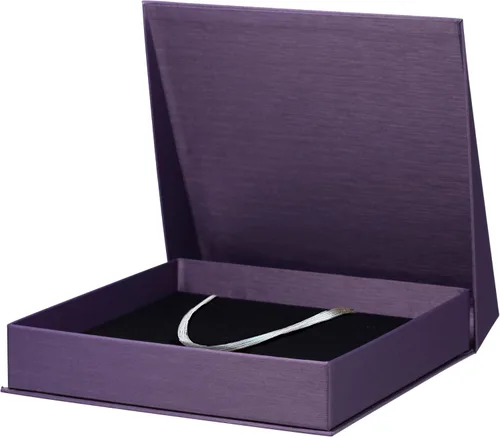 Vista 7 de ALLUREPACK Caja - Caja de regalo de joyería de papel de cartón cepillado de seda con cierre en ángulo moderno de élite, interior de espuma con Negro