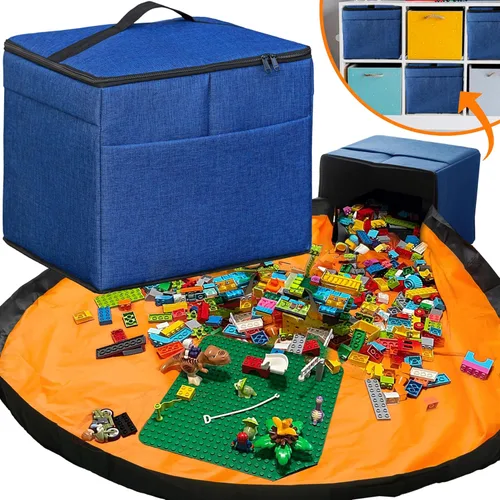 Vista 8 de Organizador de almacenamiento de juguetes XL con tapete de juego, bolsa de almacenamiento/caja para niños, niñas, guardería, sala de juegos, canasta