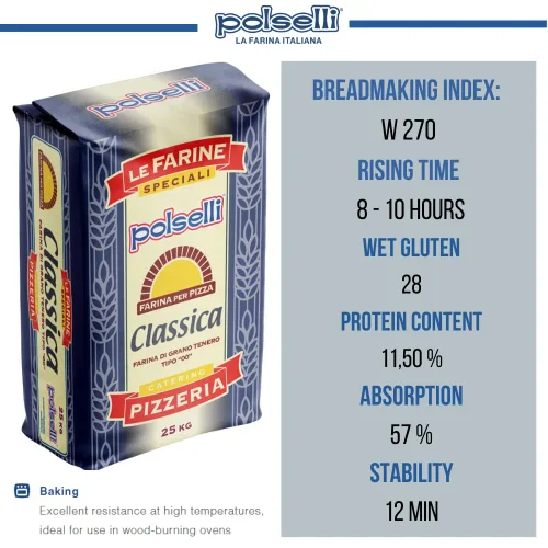 Vista 4 de POLSELLI Classica, Harina doble cero tipo 00, totalmente natural para pizza, pan, pasta y hornear, 2.2 lbs (2.2 libras) Fine-Milled Italian "00