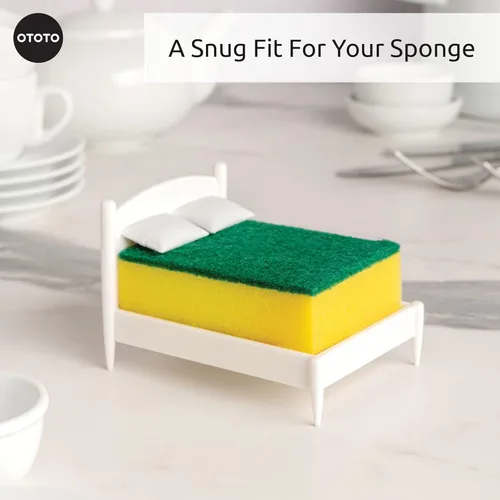 Vista 6 de OTOTO Lindo soporte de esponja para fregadero de cocina, organizador de esponja apto para lavavajillas, compacto, organizador, accesorios