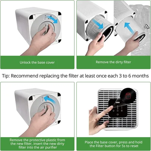 Vista 8 de Filtro de repuesto TPAP001, solo compatible con el purificador de aire TOPPIN TPAP001 Comfy Air C2, filtración eficiente 3 en 1 para filtro TOPPIN