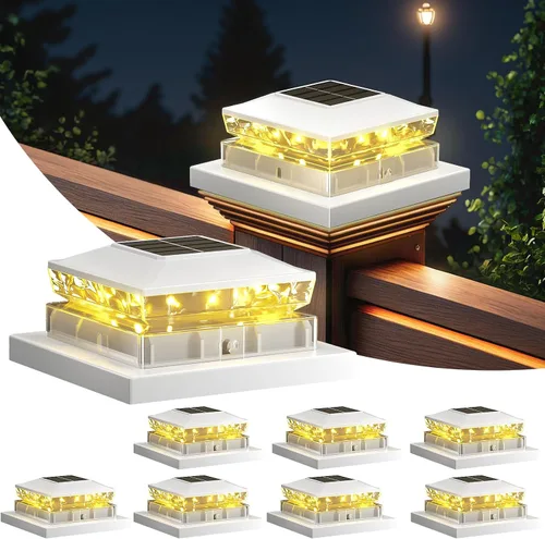 Vista 11 de Luces Solares para Tapas de Postes Paquete de 6, Luces Solares Impermeables para Postes de Valla, 4x4 IP65 Luz Negra para Exteriores para Terraza