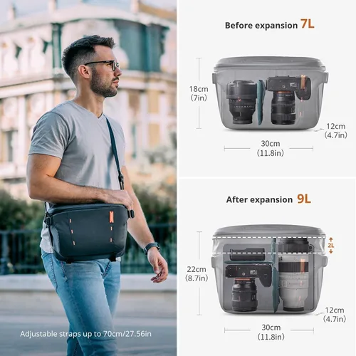 Vista 3 de PGYTECH OneMo Sling Camera Bag 7L-9L,Black Crossbody Camera Shoulder Bag Negro