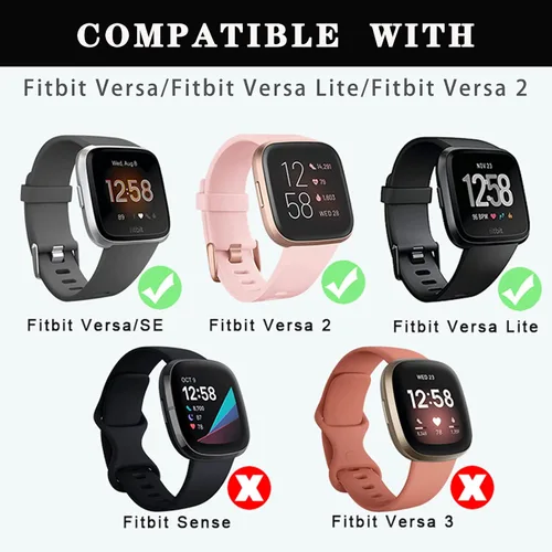 Vista 2 de Paquete de 4 bandas elásticas compatibles con pulseras Fitbit Versa y Versa 2, correas de repuesto elásticas ajustables de nailon suave para mujeres