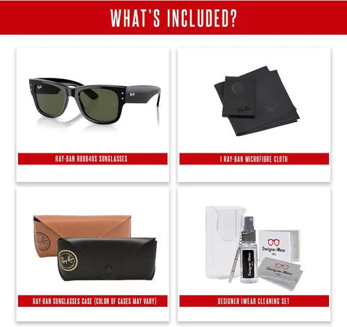Vista 5 de Ray-Ban RB0840S Mega Wayfarer - Lentes de sol cuadrados para hombre y mujer + paquete con kit de limpieza de diseñador iWear
