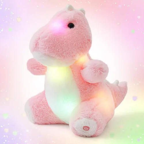 Vista 9 de Glow Guards Peluche de dinosaurio Triceratops de 12 pulgadas, juguete de peluche de dinosaurio suave con luces nocturnas mágicas y canción de cuna