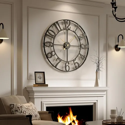Vista 37 de Cuspin Reloj de pared de 24 pulgadas con engranajes, reloj de metal