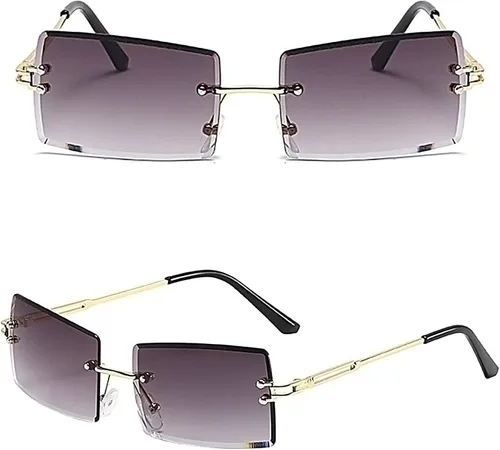 Vista 3 de Rcanedny 4 pares de gafas de sol rectángulo sin montura moda transparente gafas sin marco