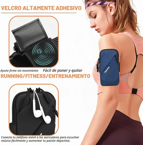 Vista 4 de Muñequera para teléfono celular, ajuste universal, resistente al agua, transpirable, soporte para teléfono para correr, ciclismo, escalada