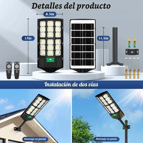 Vista 6 de 17" Solar Street Lights Outdoor Waterproof, 36000LM 6500K Dusk to Dawn Solar Flood Light, Motion Sensor Solar-Powered Light with Remote Control