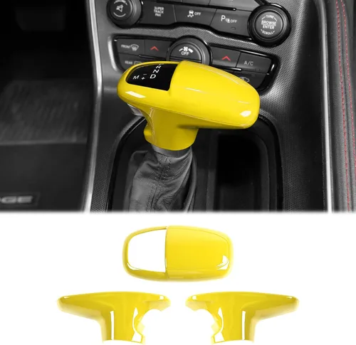 Vista 8 de CheroCar Funda para perilla de palanca de cambios Dodge Accesorios internos para Dodge Challenger Charger 2015-2022, para Dodge Durango 2018-2022