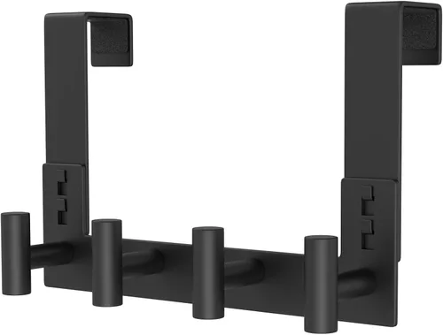 Vista 10 de HUFEEOH Paquete de 1 soporte negro para puerta con 4 ganchos en T
